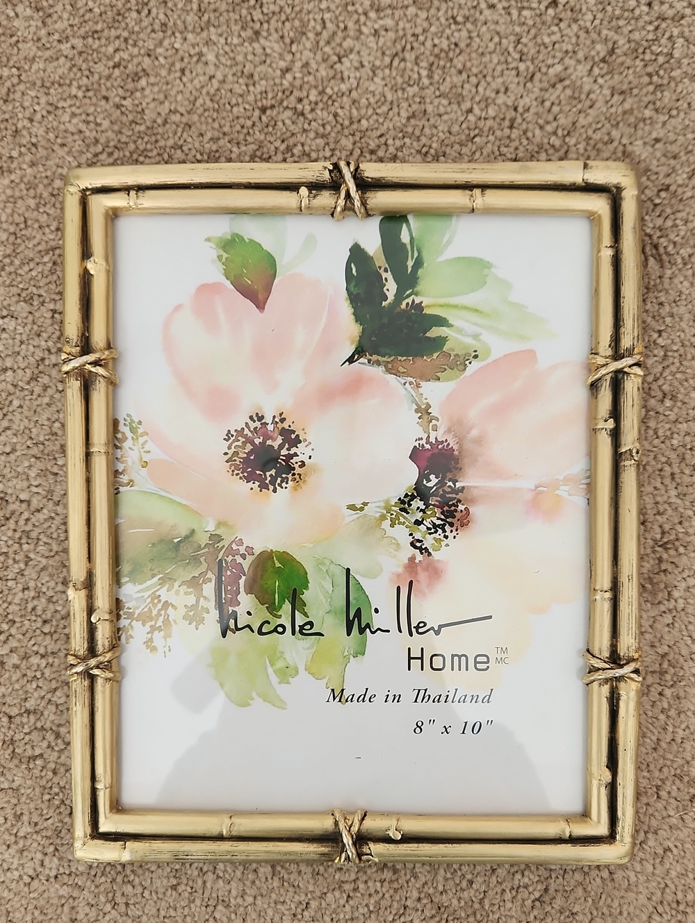 NWOT Nicole Miller 8x10 Gold Bamboo Metal Photo Frame